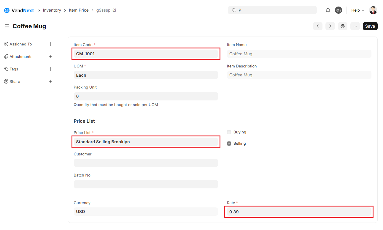 002 - Selling Price List